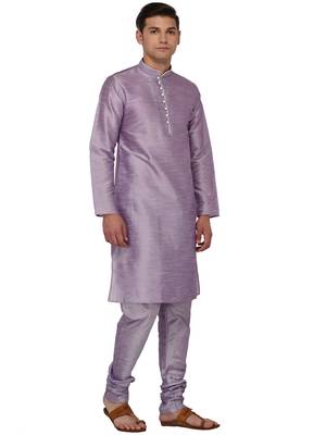Purple Plain Dupion Silk Kurta Pajama 2