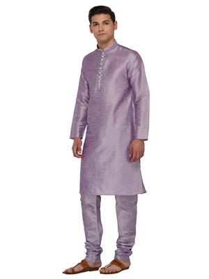 Purple Plain Dupion Silk Kurta Pajama 3