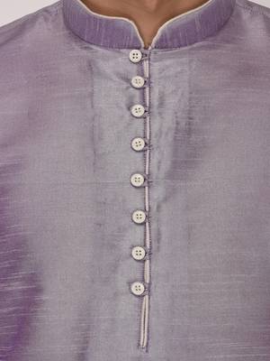 Purple Plain Dupion Silk Kurta Pajama 5