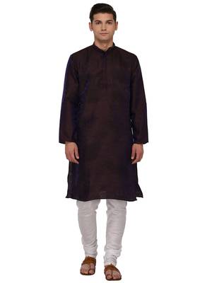 Purple Plain Dupion Silk Kurta Pajama 1