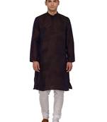 Purple Plain Dupion Silk Kurta Pajama