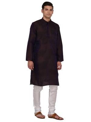 Purple Plain Dupion Silk Kurta Pajama 2