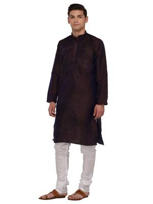 Purple Plain Dupion Silk Kurta Pajama 3