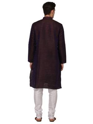 Purple Plain Dupion Silk Kurta Pajama 4