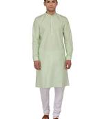 Green Printed Cotton Kurta Pajama