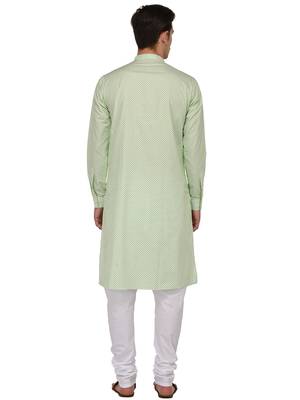 Green Printed Cotton Kurta Pajama 4