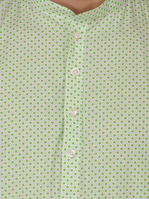 Green Printed Cotton Kurta Pajama 5