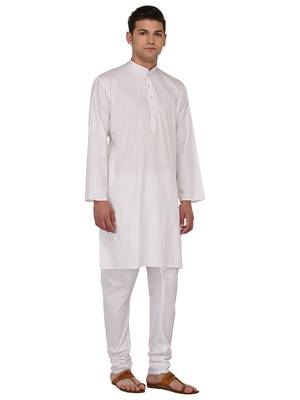 White Plain Cotton Kurta Pajama 2
