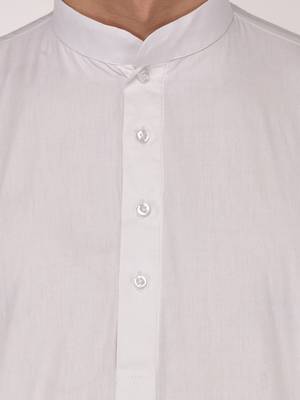 White Plain Cotton Kurta Pajama 4