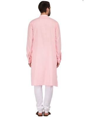 Pink Plain Cotton Kurta Pajama 4