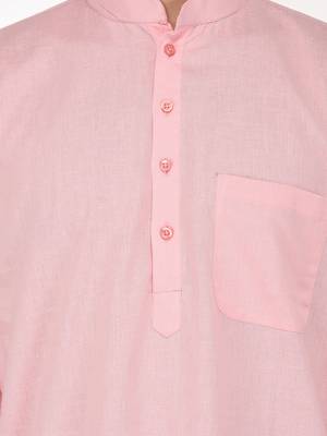 Pink Plain Cotton Kurta Pajama 5