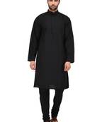 Black Plain Cotton Kurta Pajama
