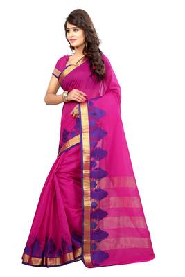 Pink woven art silk saree with blouse 2