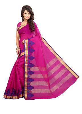 Pink woven art silk saree with blouse 4