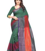 Green woven art silk saree with blouse