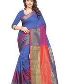 Royal blue woven art silk saree with blouse