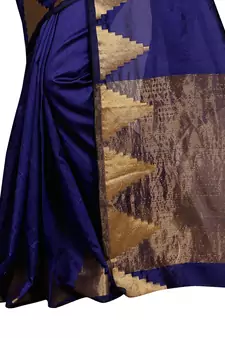 Blue woven art silk saree with blouse