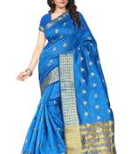 Sky blue woven art silk saree with blouse
