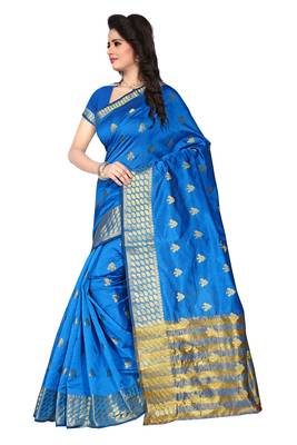 Sky blue woven art silk saree with blouse 2