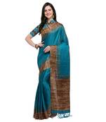Green Printed Silk Saree With Blouse