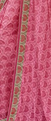 Pink printed chiffon saree with blouse 2