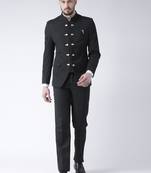 Black Plain Polyester Bandhgala  Suit