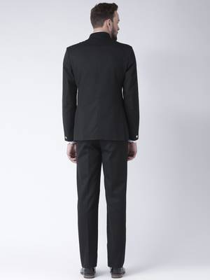 Black Plain Polyester Bandhgala  Suit 4
