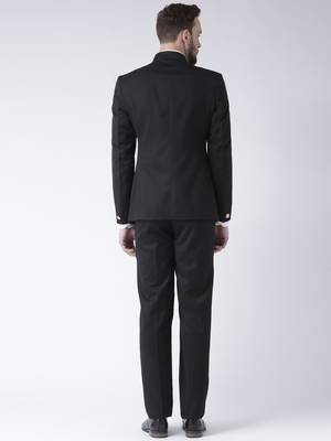 Black Plain Polyester Bandhgala  Suit 4