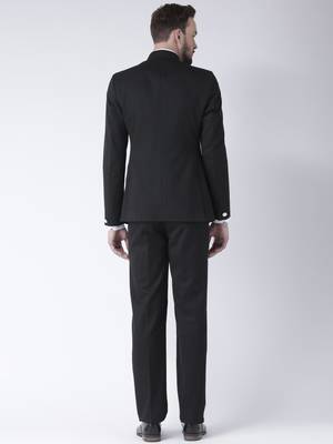 Black Plain Polyester Bandhgala  Suit 4