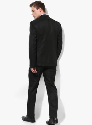 Black Plain Polyester Bandhgala  Suit 5