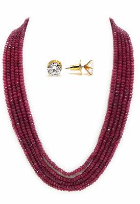 Maroon Color Onyx Women Multilayer Necklace Sets 1