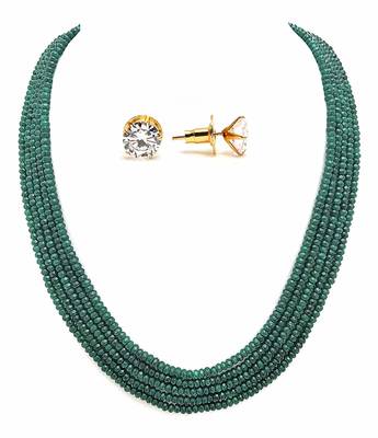 Green Color Semi Precious Beads Women Onyx Necklace Sets 1