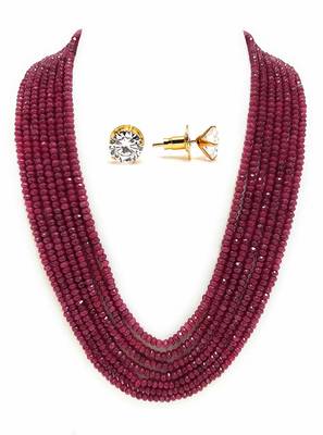 Maroon Onyx Multilayer Semi Precious Women Necklace Sets 1