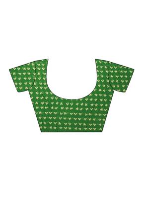 Green printed chiffon saree with blouse 4