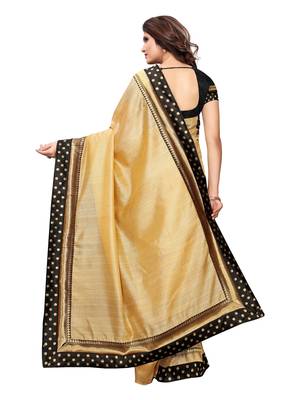 Beige woven bhagalpuri silk saree with blouse 3