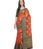 Orange woven organza saree with blouse