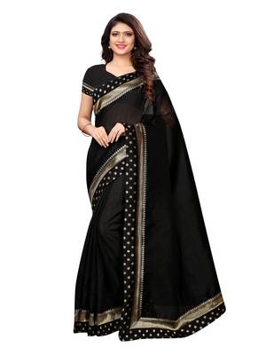 Black woven bhagalpuri silk saree with blouse 1