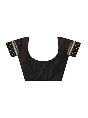 Black woven bhagalpuri silk saree with blouse 4