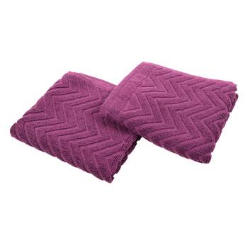 Chevy Solid Cotton Purple Hand Towel 16 X 24 inch Pack of 2 GSM 450 2