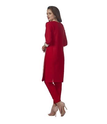 Red plain cotton kurti 2