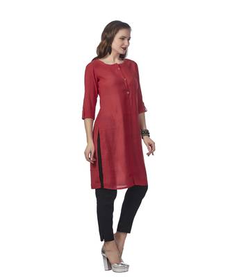 Pink plain rayon kurti 3