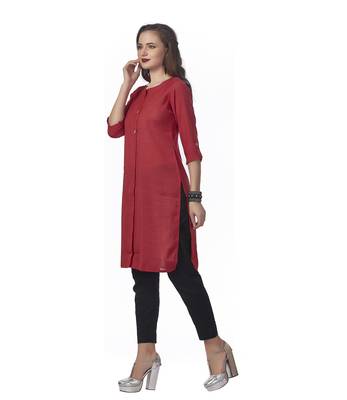 Pink plain rayon kurti 4