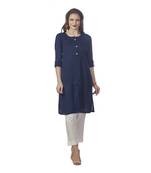 Navy-blue plain rayon kurti