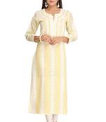 Yellow Embroidered Cotton Chikankari Kurti