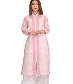 Ada Hand Embroidered Pink Cotton Lucknow Chikankari Kurti