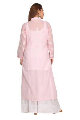 Ada Hand Embroidered Pink Cotton Lucknow Chikankari Kurti 2