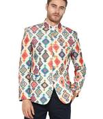 Multicolor Printed Polyester Bandhgala Suit