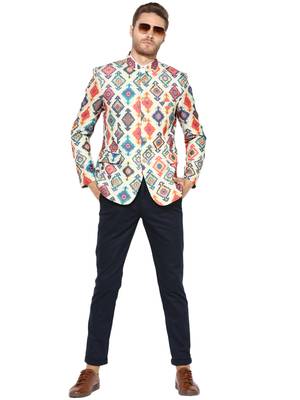Multicolor Printed Polyester Bandhgala Suit 2