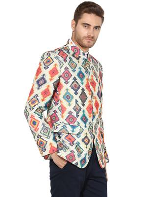 Multicolor Printed Polyester Bandhgala Suit 3