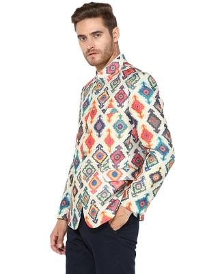 Multicolor Printed Polyester Bandhgala Suit 4